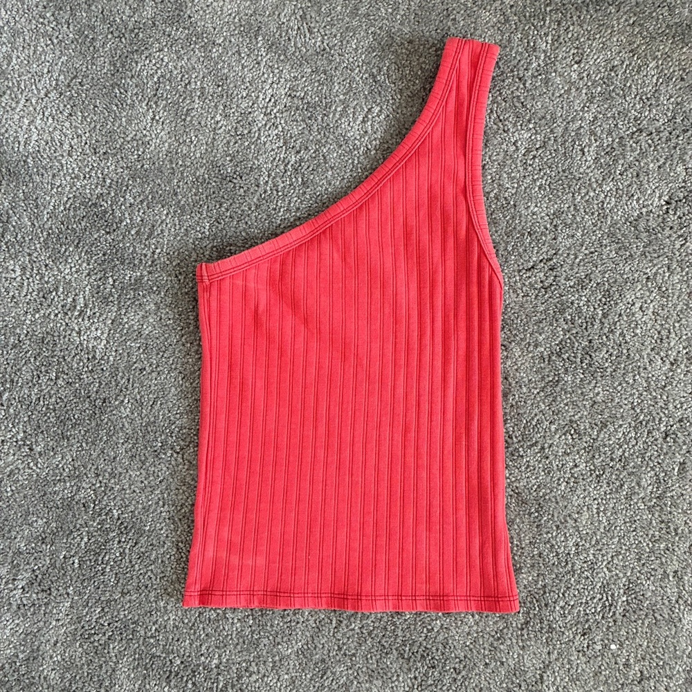 American Eagle One Shoulder Ribbed Crop Tank